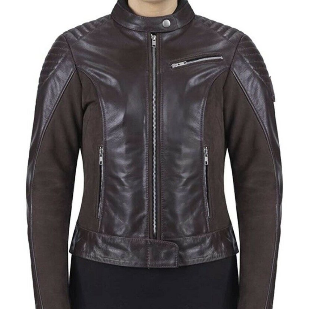 Viking Cycle Brown Leather Motorcycle Jacket Size L